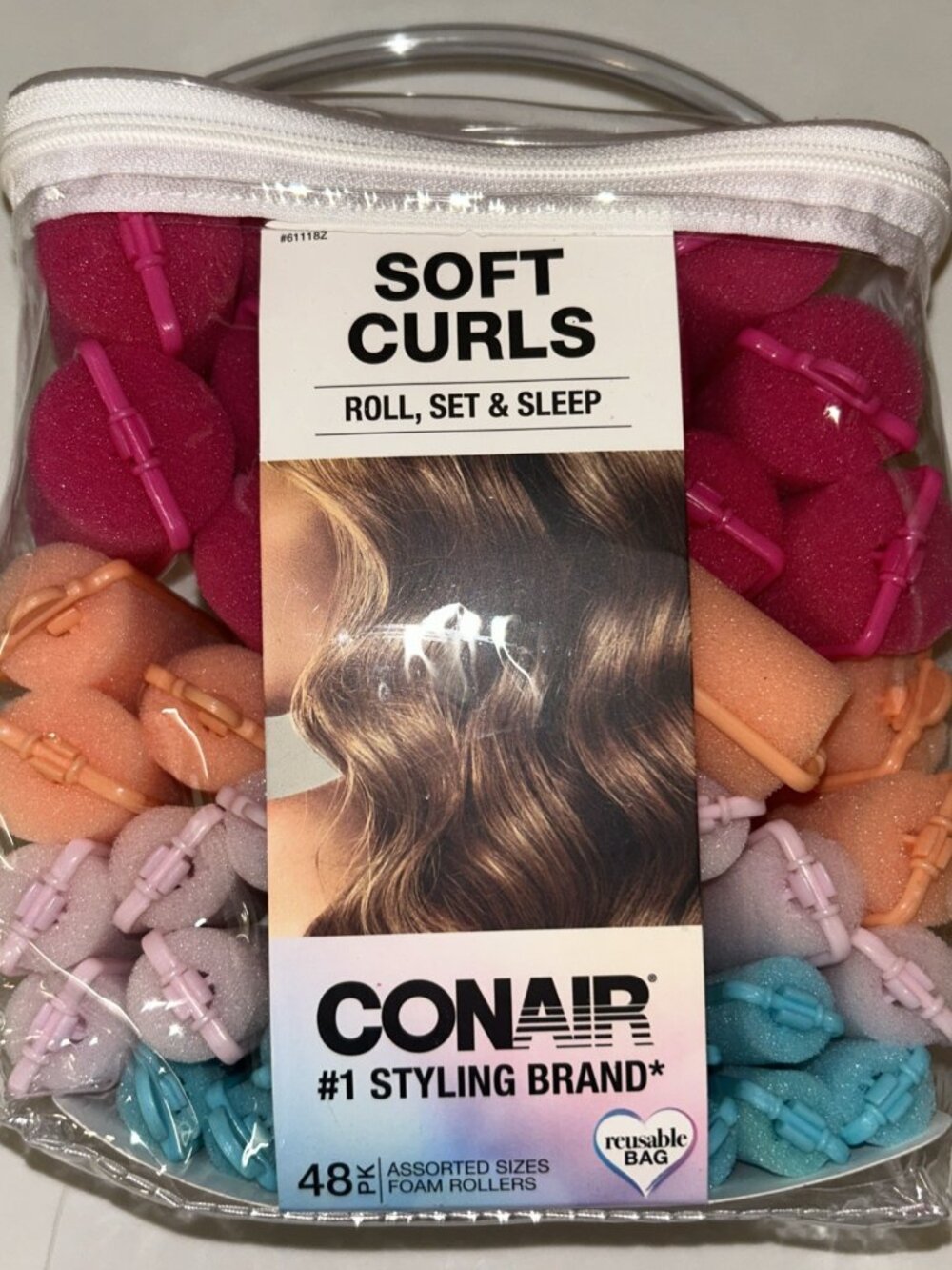CONAIR ASSORTED SIZE FOAM HAIR ROLLERS - 48 PCS.